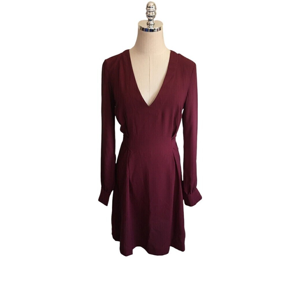 Avec Les Filles Dress Women's Size Small Cordovon Red Long Sleeve Tie Ribbon